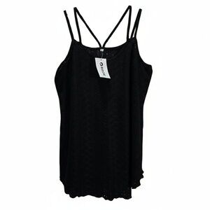 NWT | RIROW Black Eyelet Lace Tank Top | Spaghetti Straps | Size Large